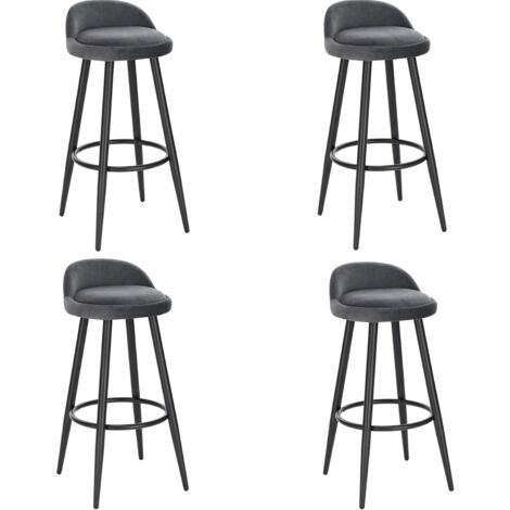 Woltu – Lot de 4 tabourets de bar – Siège en velours gris foncé – Structure métal – Hauteur 78,5 cm – Hauteur d'assise 69,5 cm – Capacité 120 kg