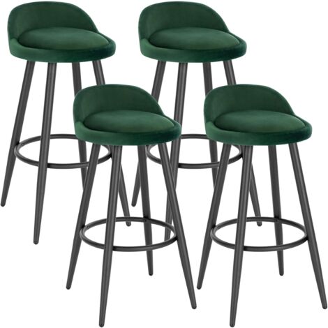 Woltu – Lot de 4 tabourets de bar – Hauteur d'assise 69,5 cm – Siège en velours et métal – Repose-pieds rond – Capacité 120 kg