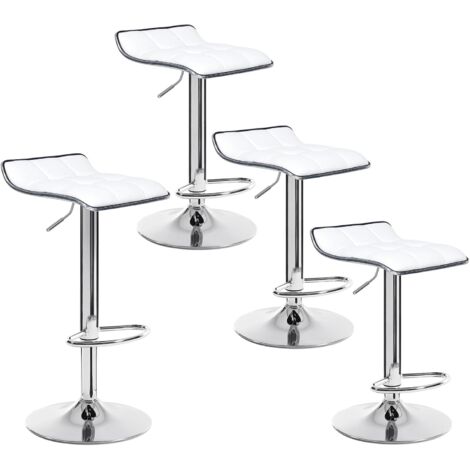 Lot de 4 Tabourets de Bar WOLTU, Tabourets réglable, Assise Bien rembourrée en Similicuir, Blanc (1/5)