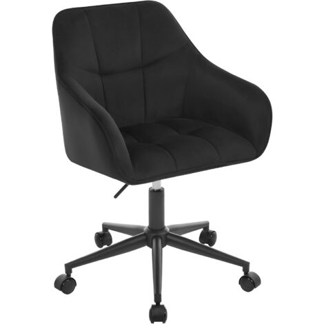 Woltu – Chaise de bureau réglable en velours noir – Dossier ergonomique – Hauteur d'assise 48-57 cm – Capacité 150 kg – Siège pivotant 360°