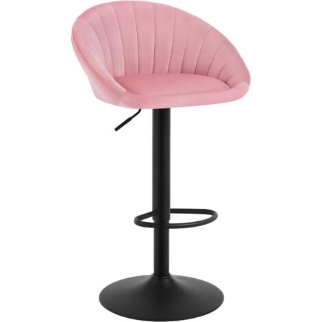 Tabouret de Bar WOLTU, Chaise de Bar Pivotante Réglable en Hauteur, Tabouret Cuisine en Velours et métal, Rose