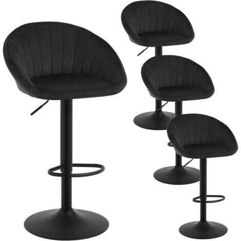 Lot de 4 Tabouret de Bar WOLTU, Chaise de Bar Pivotante Réglable en Hauteur, Tabouret Cuisine en Velours et métal, Noir