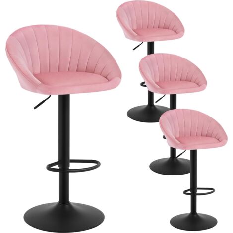 Lot de 4 Tabouret de Bar WOLTU, Chaise de Bar Pivotante Réglable en Hauteur, Tabouret Cuisine en Velours et métal, Rose (1/5)
