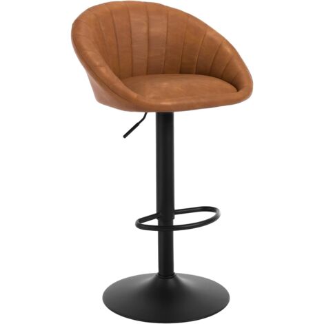 Tabouret de Bar WOLTU, Chaise de Bar Pivotante Réglable en Hauteur, Tabouret Cuisine en Similicuir Vintage et métal, Marron (1/5)