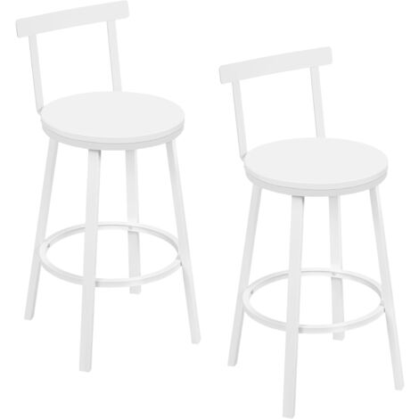 Woltu – Lot de 2 tabourets de bar – Hauteur d'assise 65cm – Siège en MDF et cadre en métal – Dossier incurvé et pieds antidérapants (1/5)