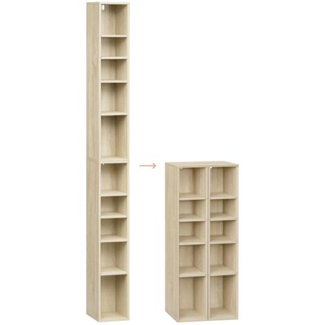 Woltu – Bibliothèque haute étroite 10 compartiments – Étagères cubiques en bois d'ingénierie E1 – Capacité 30 kg – Dimensions 19,5x17x92,5 cm