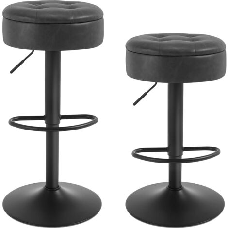 Lot de 2 Tabouret Bar WOLTU, Tabouret Pivotant à 360°, Similicuir + Métal, Anthracite (1/5)