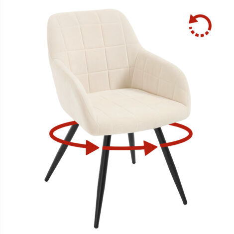 Woltu – Chaise pivotante en velours beige – Dossier et accoudoirs rembourrés – Design pivotant 360° – Pieds en métal réglables antidérapants (1/5)