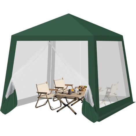 Woltu – Tonnelle de jardin 3x3m – Tissu Oxford 210D résistant aux UV – Parois latérales en maille – Barnum hexagonal vert pour événements extérieurs