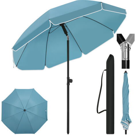 Woltu – Parasol de jardin inclinable 45° – Hauteur réglable – Protection anti-UV – Structure en acier – Diamètre 155 cm – Bleu (1/5)