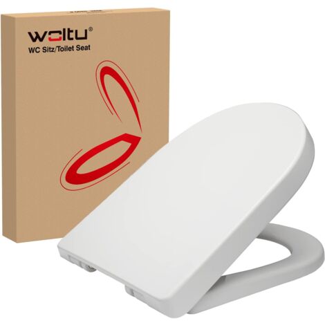 Abattant WC plastique WOLTU, Siège de toilette, Charnière, Blanc Forme D