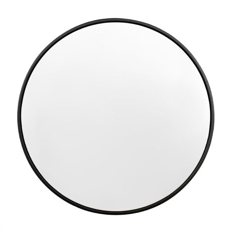 Miroir Rond WOLTU, avec Cadre en Métal Noir, Miroir Mural Décoratif, Verre Clair avec Panneau Arrière en MDF, φ70 cm