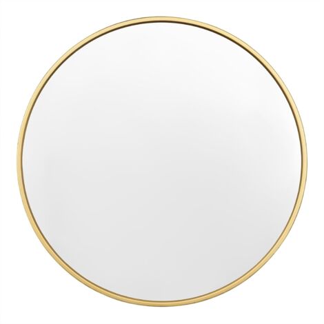 Miroir Rond WOLTU, avec Cadre en Métal Doré, Miroir Mural Décoratif, Verre Clair avec Panneau Arrière en MDF, φ80 cm