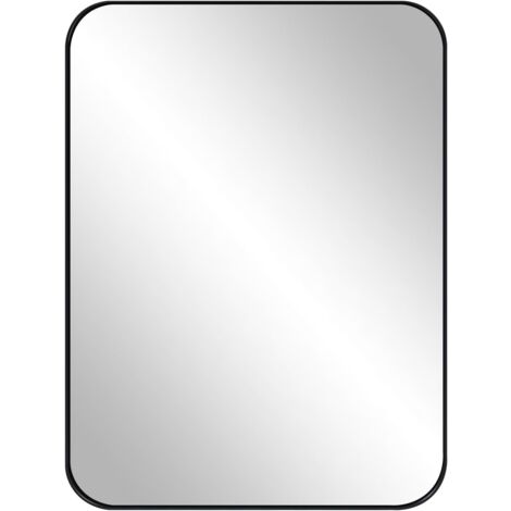 Woltu – Miroir mural rectangulaire 40x30cm – Verre clair 4mm – Cadre métallique noir – Installation horizontale/verticale facile