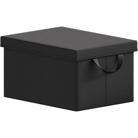 Lot de 1 Boîte de Rangement WOLTU, 48x36x30 cm, avec Couvercle, Coffre de Rangement en Tissu non Tissé, Pliable, Noir