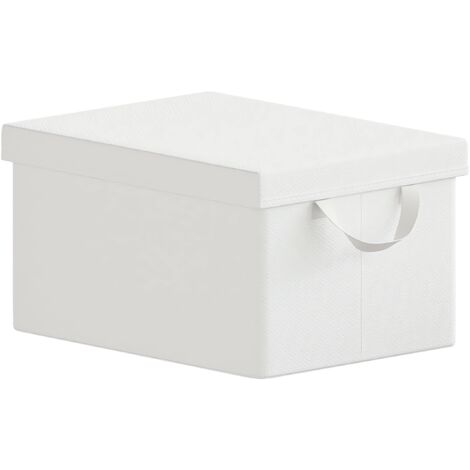 Lot de 1 Boîte de Rangement WOLTU, 48x36x30 cm, avec Couvercle, Coffre de Rangement en Tissu non Tissé, Pliable, Blanc