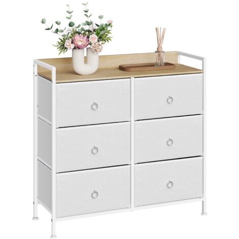 Woltu – Commode enfant 6 tiroirs – Bois d'ingénierie E1 et métal – Dimensions 80x29x78cm – Capacité 50kg – Tiroirs en tissu non-tissé (1/5)