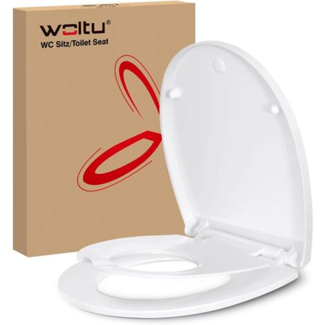Woltu – Abattant WC en duroplast – Charnières réglables – Démontage rapide – Forme O pour adultes et enfants – Mécanisme soft close