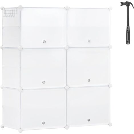 Woltu – Meuble à chaussures 6 compartiments – Rangement pour 24 paires – Dimensions 45x35x35cm – Structure renforcée en métal – Couleur blanc (1/5)