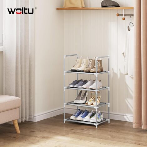 Étagère pour Chaussures WOLTU, Rangement de Chaussures à 4 Niveaux, Étroit, 41x28x72cm, Gris (1/5)