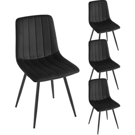 Lot de 4 Chaises Pivotantes Salle à Manger Klihome, avec Assise Rembourrée, Dossier, Chaise Velours, Pieds en Métal, Noir (1/5)