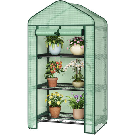 Serre de Jardin WOLTU, Bâche de Protection avec roulettes, 3 Étagères, 70x50x131cm, Porte Zippée Enroulable, Vert, Intérieur et Extérieur (1/5)