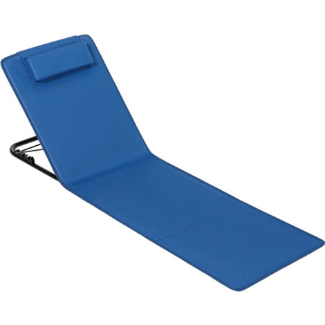 Bain de Soleil WOLTU, Transat Jardin Exterieur avec Oreiller, Chaise Longue Pliable,Dossier Inclinable, 48x132x54 cm, Bleu (1/5)