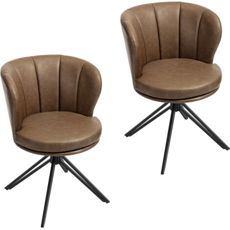 Lot de 2 Chaises Pivotantes Salle à Manger WOLTU, Siège Rembourré, Pieds Métalliques, Chaises de Cuisine en PU, Brun Foncé (1/5)