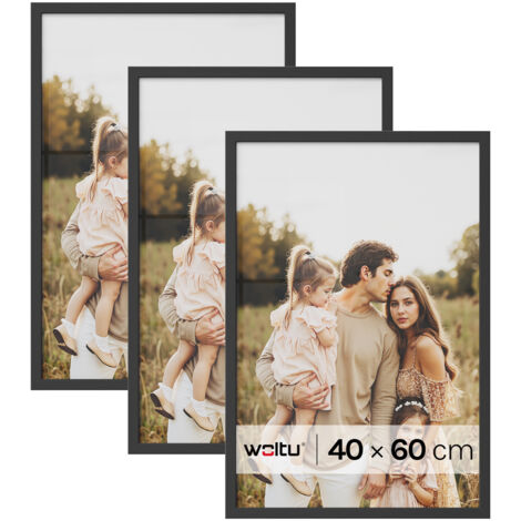 Lot de 3 Cadre Photo 40x60 cm WOLTU, Cadre pour Photo en Bois MDF, Décoration Murale ou sur Table, Noir
