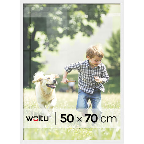 Cadre Photo 50x70 cm WOLTU, Cadre pour Photo en Bois MDF, Décoration Murale ou sur Table, Blanc (1/5)