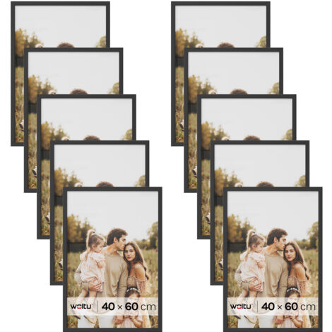 Lot de 10 Cadre Photo 40x60 cm WOLTU, Cadre pour Photo en Bois MDF, Décoration Murale ou sur Table, Noir