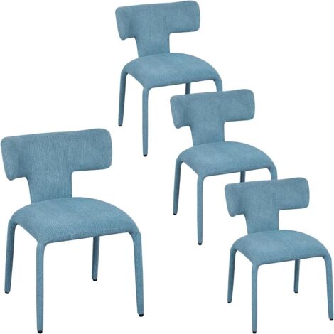 WOLTU Lot de 4 Chaise de Salle à Manger, Chaise de Cuisine en Lin Coloré, Siège et Dossier Rembourrés, Bleu Brumeux (1/5)