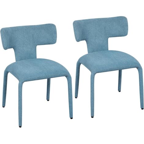 WOLTU Lot de 2 Chaise de Salle à Manger, Chaise de Cuisine en Lin Coloré, Siège et Dossier Rembourrés, Bleu Brumeux (1/5)