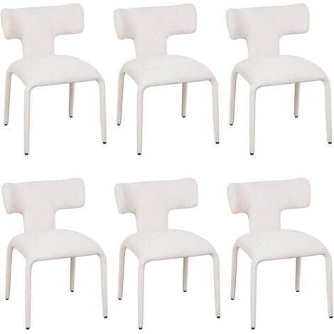 WOLTU Lot de 6 Chaise de Salle à Manger, Chaise de Cuisine en Lin Coloré, Siège et Dossier Rembourrés, Beige (1/5)