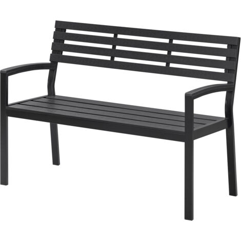 WOLTU Banc de Jardin en Métal, Banquette Extérieure avec Dossier et Accoudoirs, pour 2 à 3 Personnes, 115x55x85 cm, Noir (1/5)