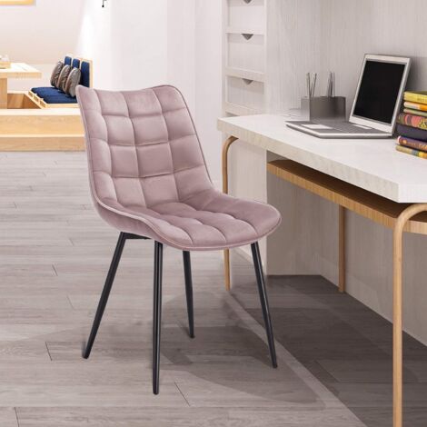 Lot de 2 Chaises de salle à manger WOLTU, Chaise de cuisine, Siège en velours, Pieds en métal, Rose