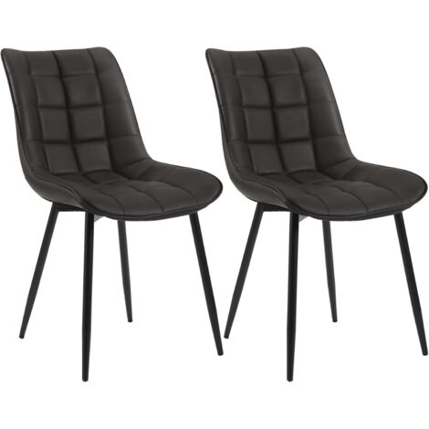Woltu – Lot de 2 chaises de salle à manger – Siège en similicuir – Pieds en métal – Confort moderne – Hauteur d'assise 46,5 cm – Couleur anthracite (1/5)