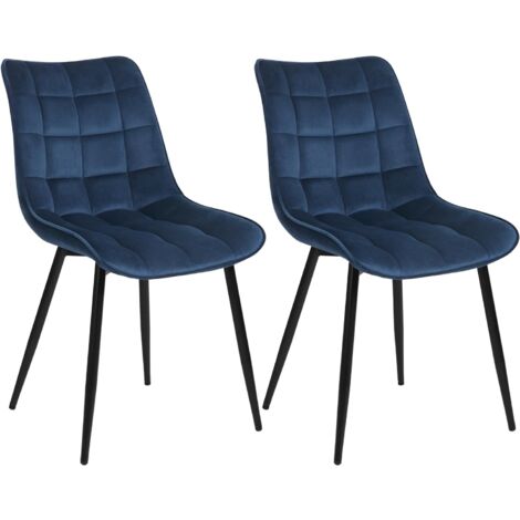Woltu – Lot de 2 chaises de salle à manger – Siège en velours bleu – Pieds en métal – Hauteur 85,5 cm – Confort ergonomique (1/5)