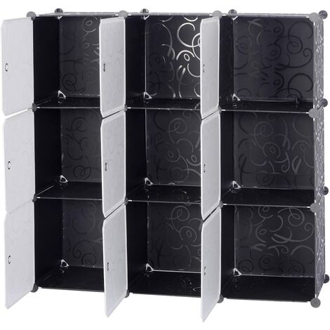 Armoire plastique WOLTU, Penderie pour le stockage de vêtements/accessoires/livres, Étagère de rangement DIY, 9 cubes, Noir
