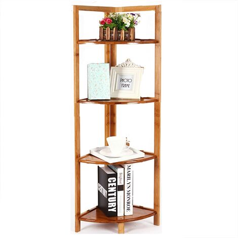 WOLTU Etagère en bambou, Etagère de salle de bain/cuisine, Etagère à 4 Niveaux, 27x38x120 cm