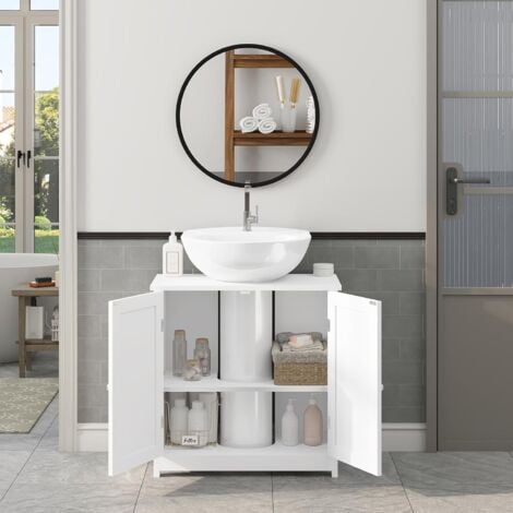 Meuble de salle de bain - WOLTU - Meuble sous lavabo en bois - Meuble de rangement - Armoire de salle de bain - en MDF - 60x60x30cm - Blanc
