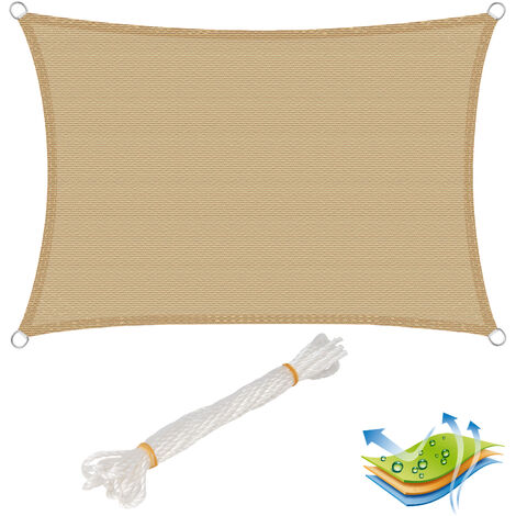 WOLTU Voile d’ombrage carré 4x6 m, en HDPE, protection contre le soleil avec protection UV pour jardin/terrasse, Sable