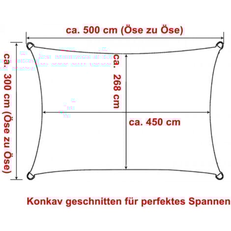 WOLTU Voile d’ombrage rectangulaire 3x5 m, en polyester, protection contre le soleil avec protection UV pour jardin ou camping, Crème