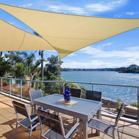 WOLTU Voile d’ombrage carré 3x3 m, en polyester, protection contre le soleil avec protection UV pour jardin ou camping, Crème
