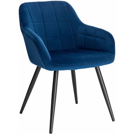 WOLTU Chaise de salle à manger. Chaise de cuisine. Chaise de salon en Velours. Pieds en métal. Bleu - Bleu