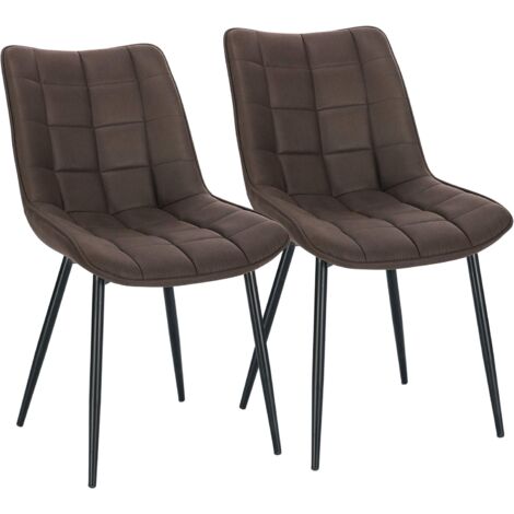 WOLTU 2 X Chaises de Salle à Manger Chaises de Cuisine Assise rembourrée en Tissu Scientifique Pieds en métal Stable, Brun Foncé (1/5)