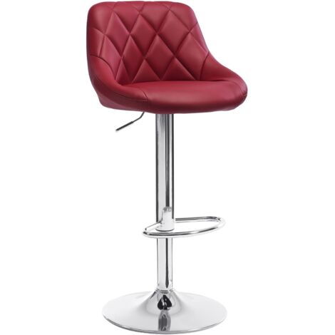 WOLTU Tabouret de bar avec repose-pieds, hauteur réglable, Tabouret en similicuir, siège bien rembourré, Bordeaux