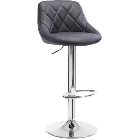 Woltu – Tabouret de bar hauteur réglable en similicuir gris – Repose-pieds ergonomique – Base en acier chromé – Hauteur 60-82 cm – Charge max 100 kg