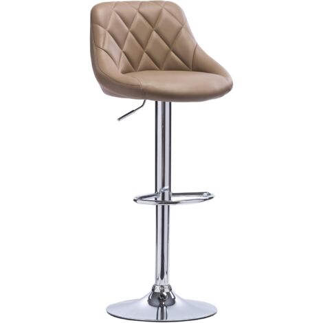 WOLTU Tabouret de bar avec repose-pieds, hauteur réglable, Tabouret en similicuir, siège bien rembourré, Kaki
