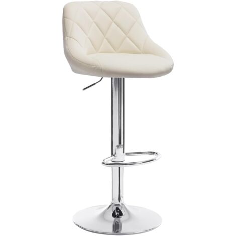 WOLTU Tabouret de Bar en Similicuir Tabouret pour bar-bistro avec repose-pied, Siège Hauteur réglable, Crème